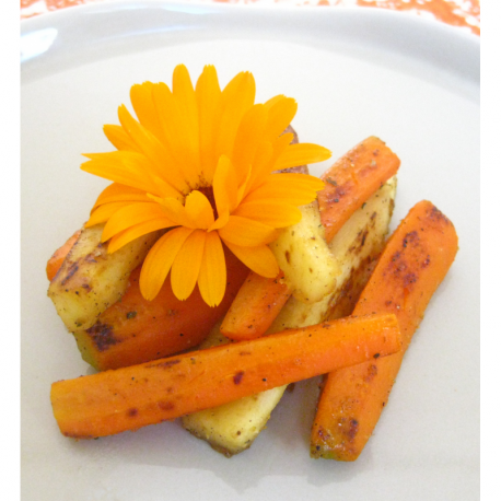 Panais et carottes poelés au miel