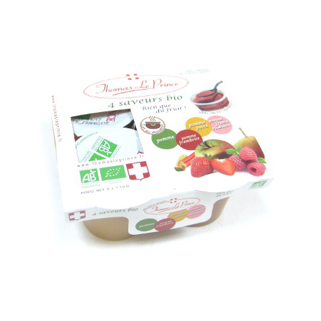 Dessert de fruits nature sans sucre bio (4x130g)